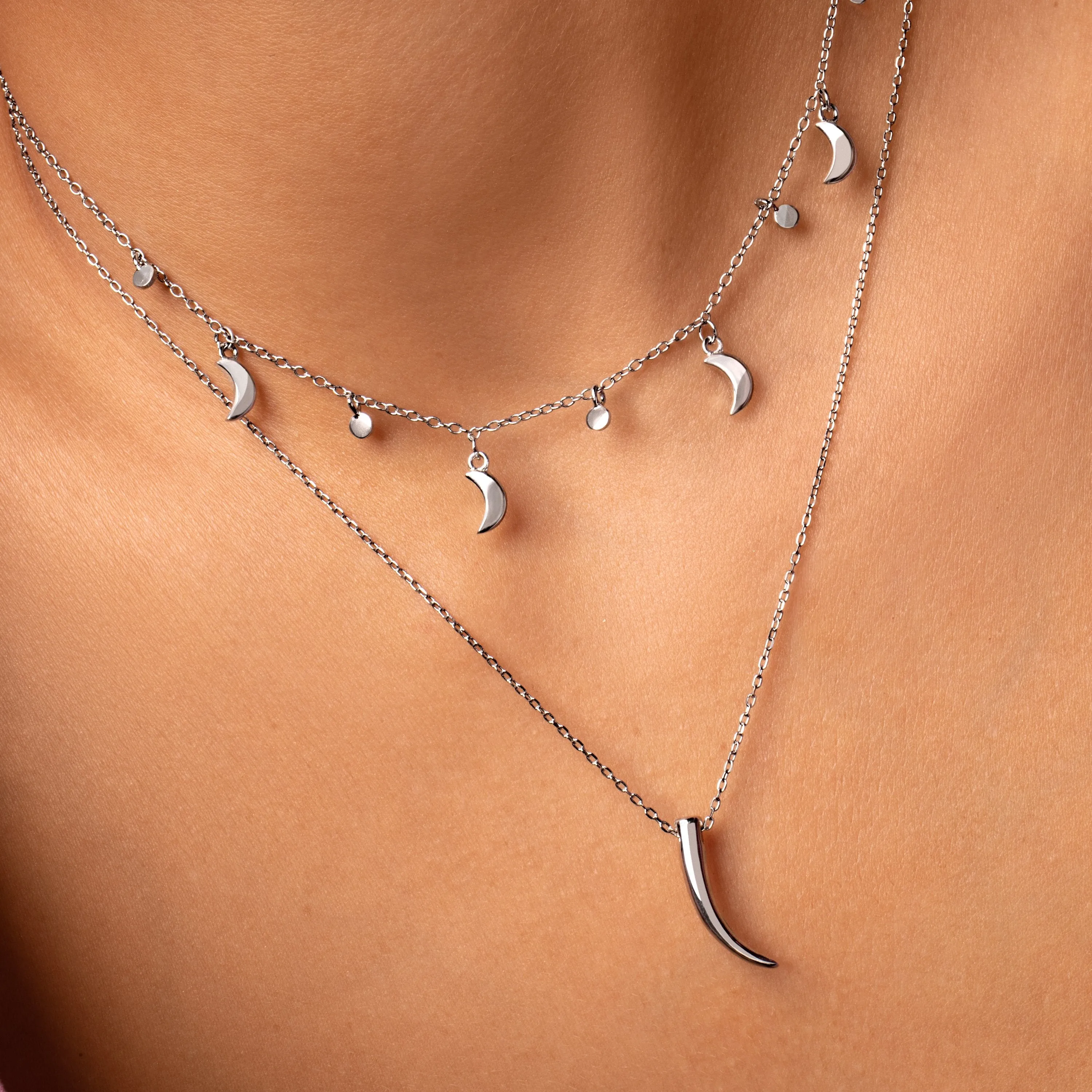 Mini Crescent Moon Silver Necklace