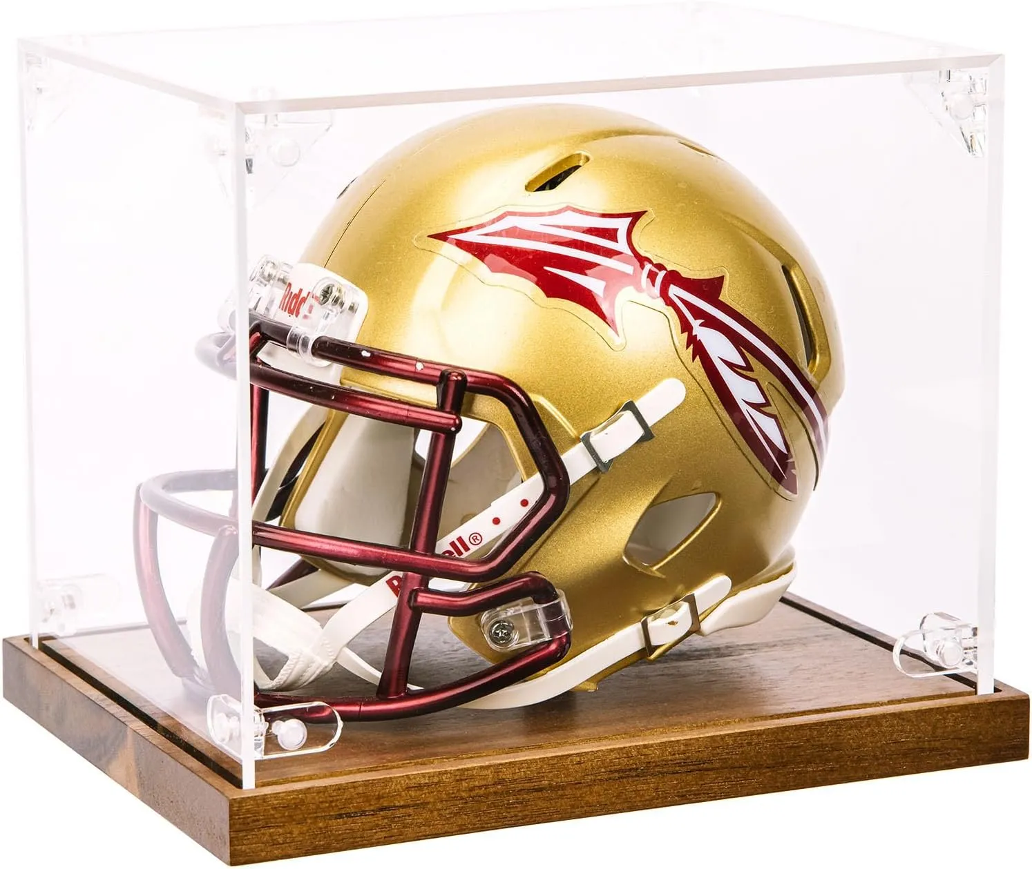 Mini Helmet Display Case with Solid Wooden Base Durable Football Helmet Display Case for Collectors, Ideal Storage, Self-Assembly