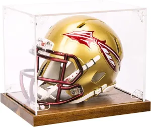 Mini Helmet Display Case with Solid Wooden Base Durable Football Helmet Display Case for Collectors, Ideal Storage, Self-Assembly