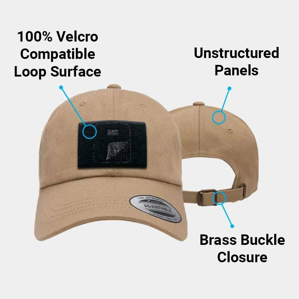 P PULLPATCH Dad Hat Brass Buckle Adjustable Hat by Pull Patch | Curved Bill Cap with 3x2 Inch Loop Panel for Morale Patches