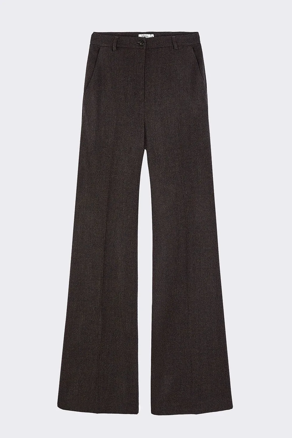 Pantalón flare lana marrón chocolate