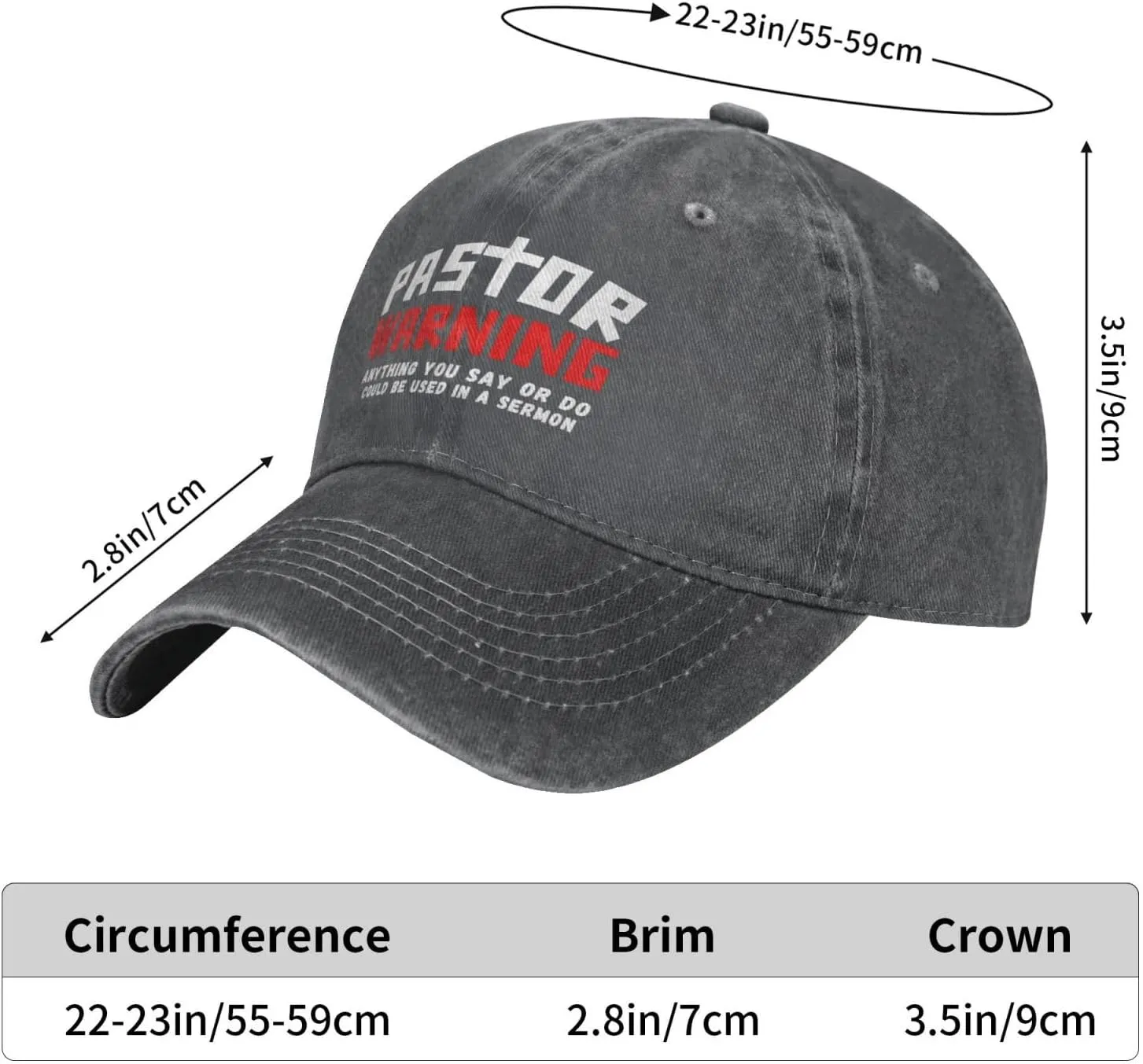 Pastor Warning Hat Pastor Gifts Anything You Say Or Do Could Be Used in A Sermon Baseball Cap for Men Women