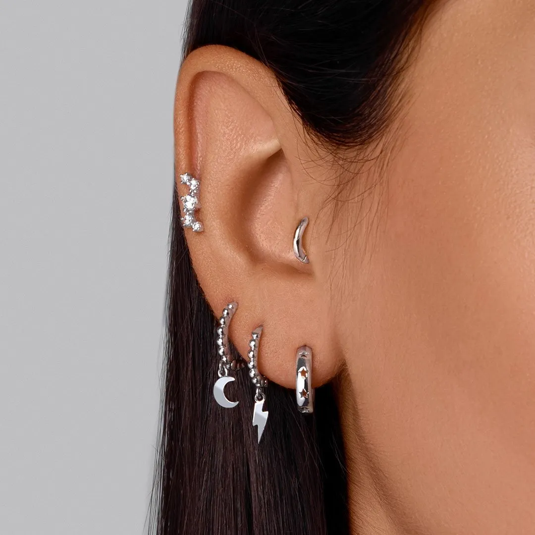 Pebbles Moon Silver Hoop Earrings