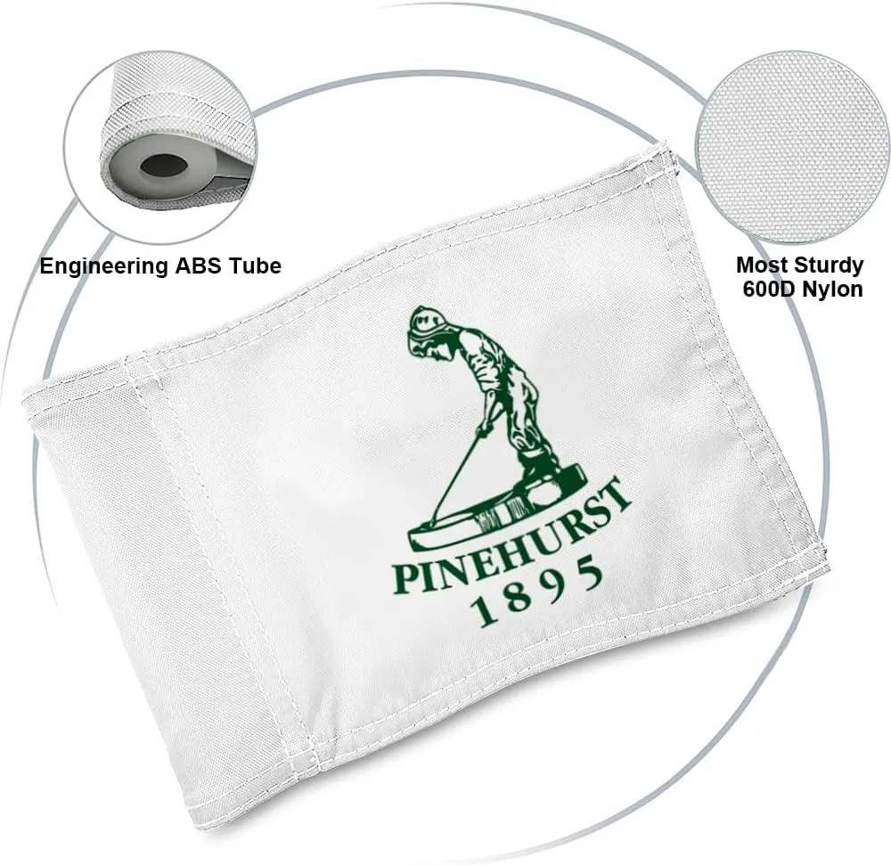 Pinehurst Golf Club Golf Pin PGA Flag Practic Putting Green Golf Flag For Backyard Garden Double-Sewn 600D Nylon Miniature Pin Flag Regulation Tube Flag(A 8"X6")