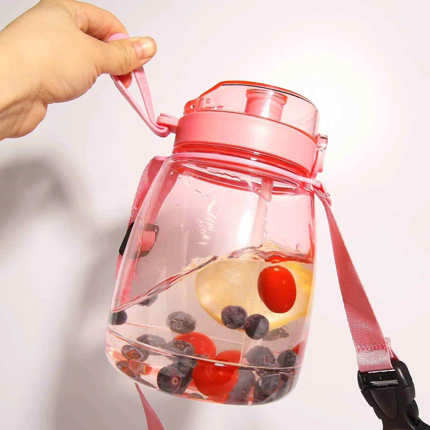Pink Cute Water Bottles, Upgrade 45oz Water Bottles, Photo Artifact with Shoulder Strap, Suitable for Travel