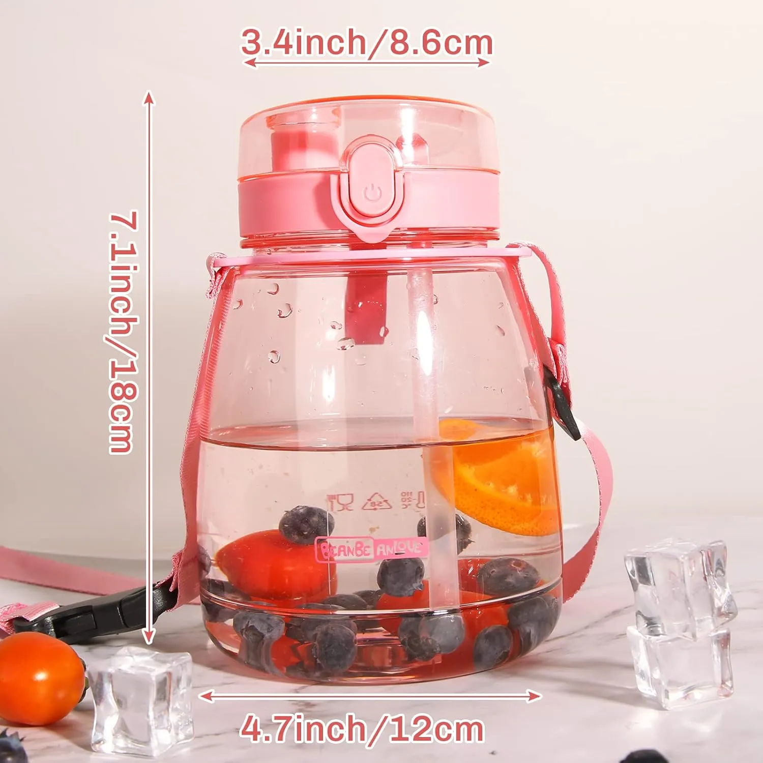 Pink Cute Water Bottles, Upgrade 45oz Water Bottles, Photo Artifact with Shoulder Strap, Suitable for Travel