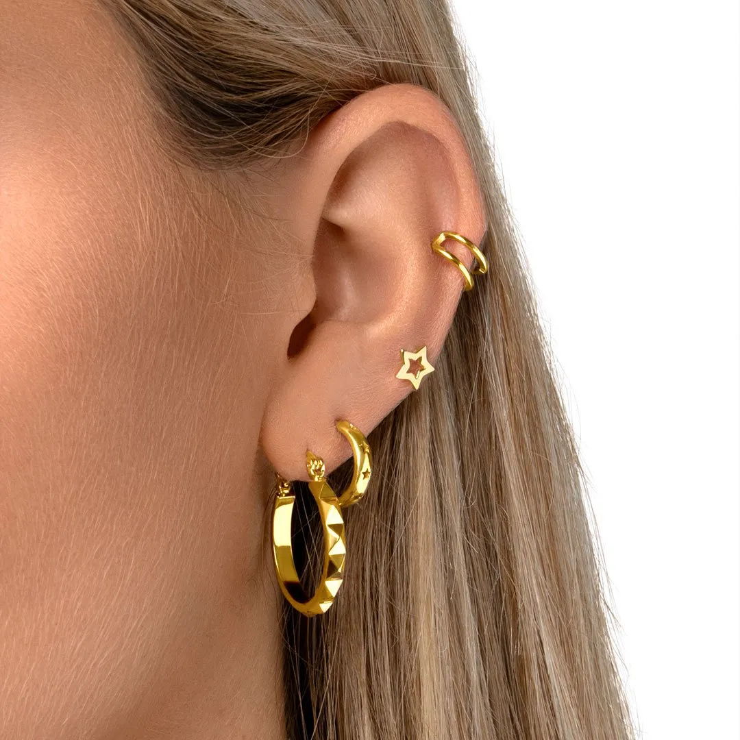 Pyramid Gold Hoop Earrings