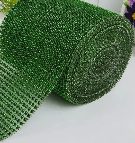 Rich Green Diamante ribbon, Crystal effect cake trim, BUY 1 GET 1 FREE diamond mesh, bling mesh 1 Meter cake trim. by Crystal wedding uk