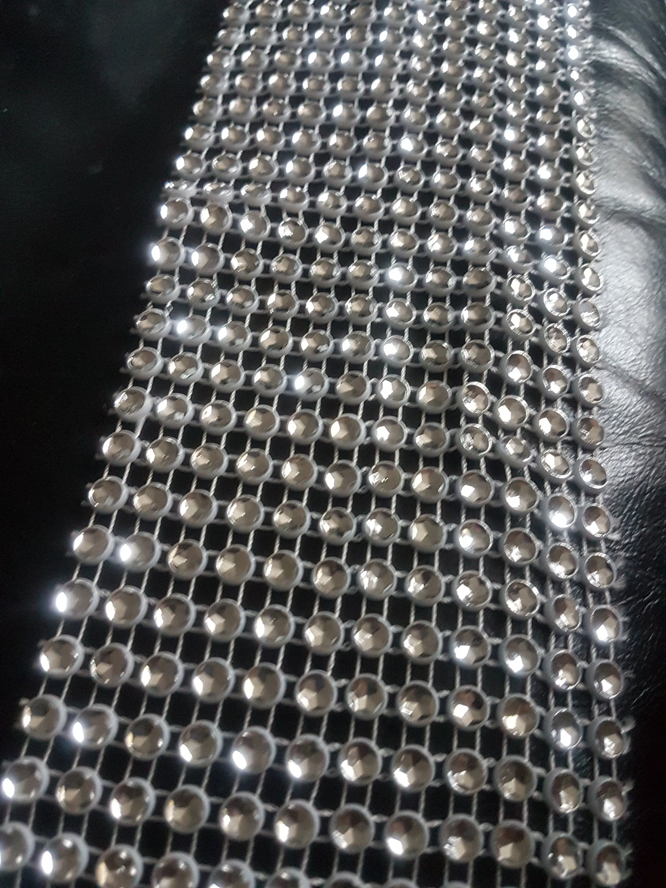 Silver Rhinestone ribbon, Diamond Mesh, Diamante Bling, Crystal trim 1 METER cake trim. by Crystal wedding uk