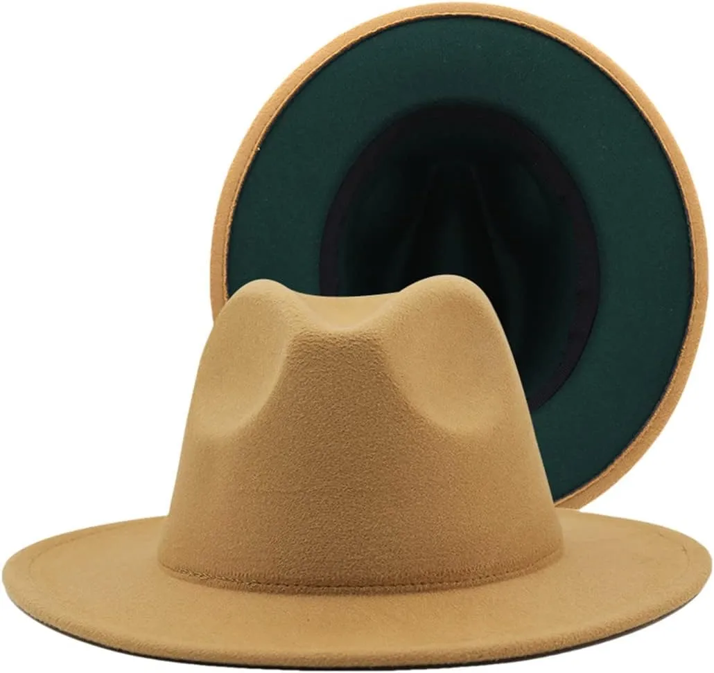 Simple Blue Patchwork Fedora Hat Jazz Hat Trilby Hat Party Formal Panama Cap Dress Hats