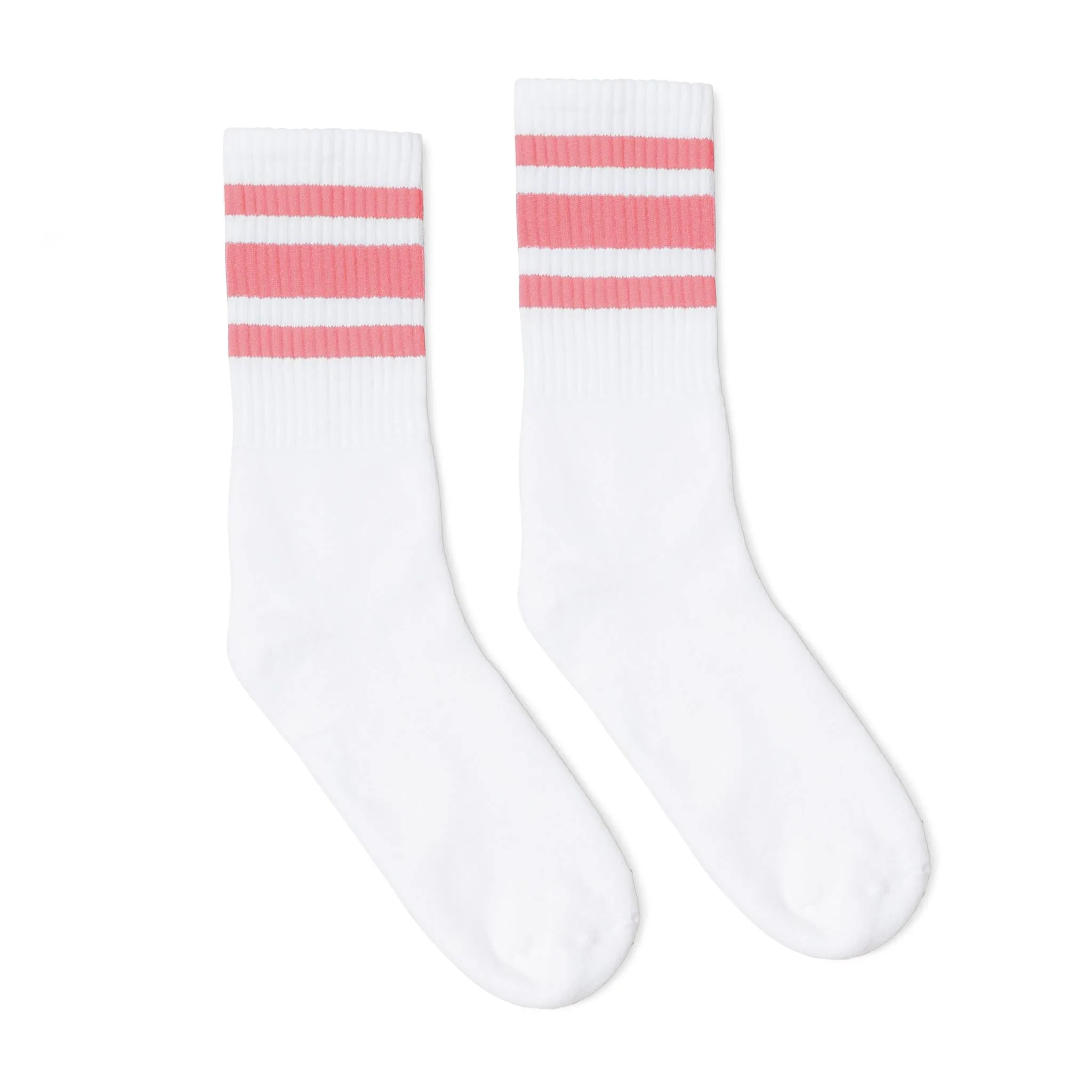 SOCCO Knee High Socks -WHITE W/ PINK STRIPES