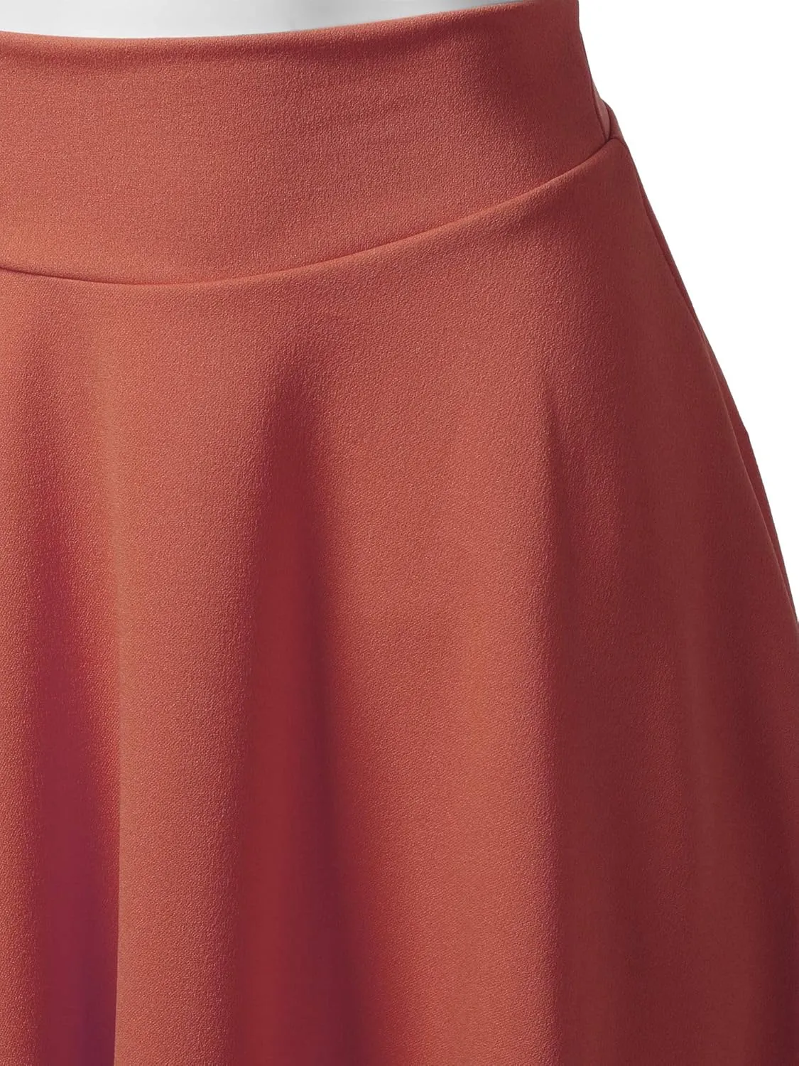 SSOULM Women's High Waist Flare A-Line Midi Skirt with Plus Size
