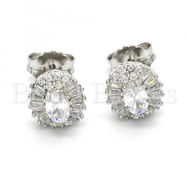 Sterling Silver 02.186.0062 Stud Earring, with White Cubic Zirconia, Polished Finish,