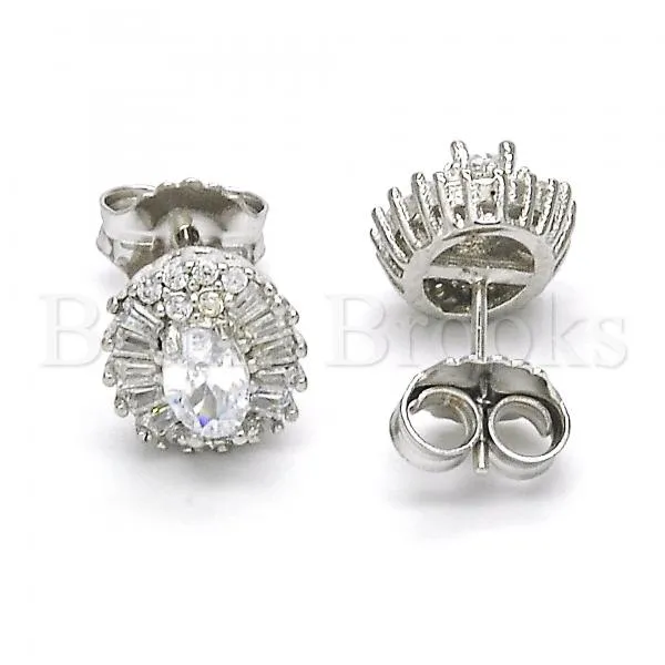 Sterling Silver 02.186.0062 Stud Earring, with White Cubic Zirconia, Polished Finish,