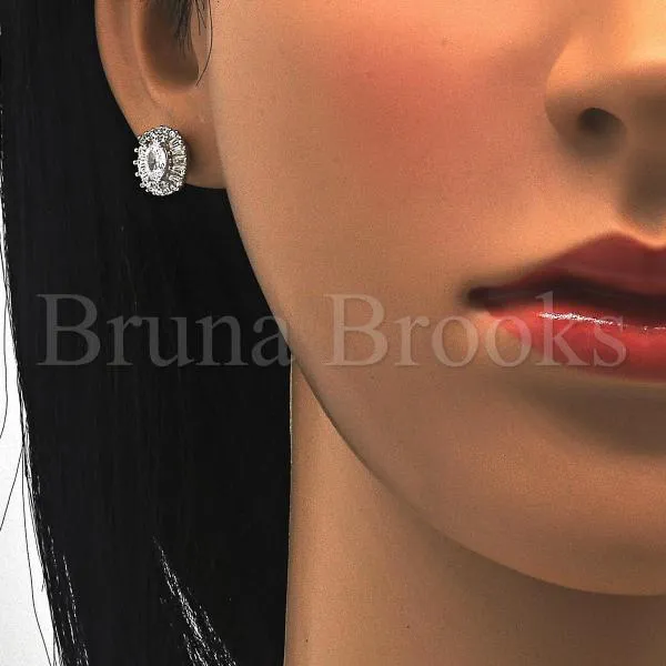Sterling Silver 02.186.0062 Stud Earring, with White Cubic Zirconia, Polished Finish,