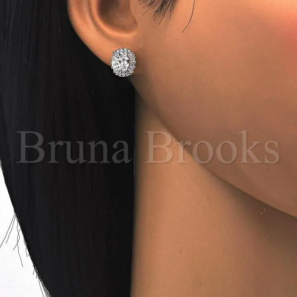 Sterling Silver 02.186.0062 Stud Earring, with White Cubic Zirconia, Polished Finish,