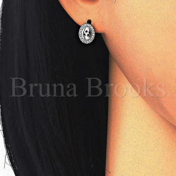 Sterling Silver 02.186.0107 Stud Earring, with White Crystal, Polished Finish, Rhodium Tone