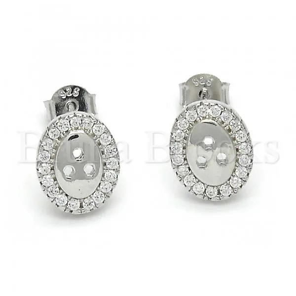Sterling Silver 02.186.0107 Stud Earring, with White Crystal, Polished Finish, Rhodium Tone