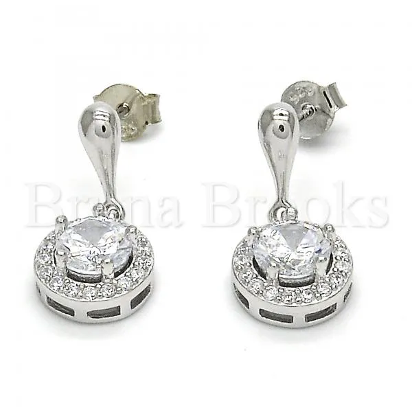 Sterling Silver 02.286.0020 Dangle Earring, with White Cubic Zirconia, Polished Finish,