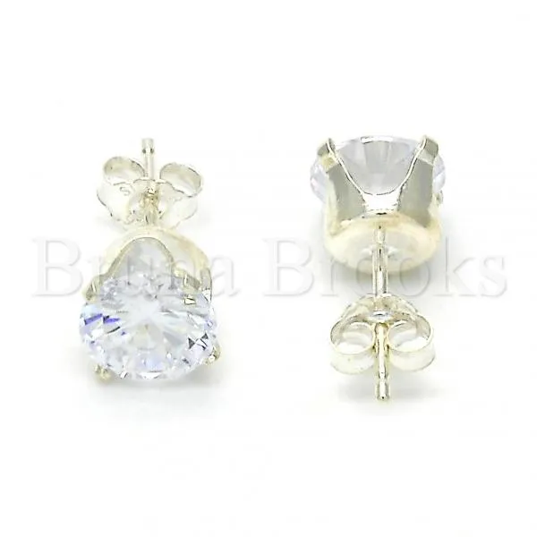 Sterling Silver 02.63.2608 Stud Earring, with White Cubic Zirconia, Polished Finish,