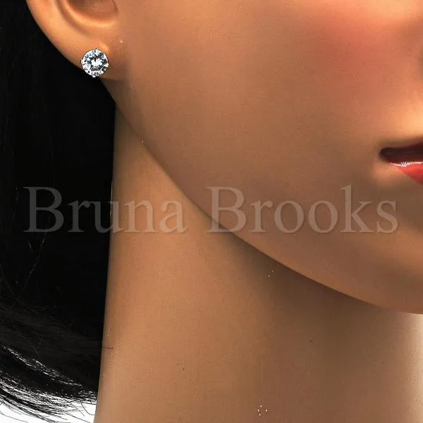 Sterling Silver 02.63.2608 Stud Earring, with White Cubic Zirconia, Polished Finish,