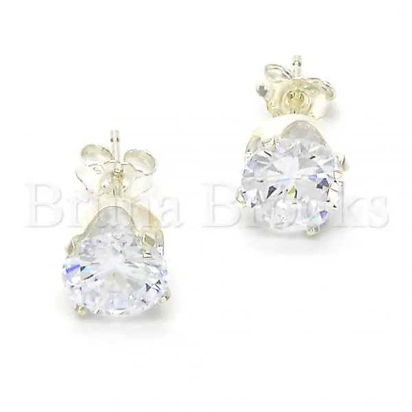 Sterling Silver 02.63.2608 Stud Earring, with White Cubic Zirconia, Polished Finish,