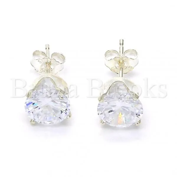 Sterling Silver 02.63.2608 Stud Earring, with White Cubic Zirconia, Polished Finish,