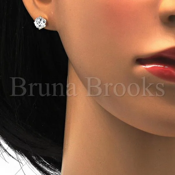 Sterling Silver 02.63.2608 Stud Earring, with White Cubic Zirconia, Polished Finish,