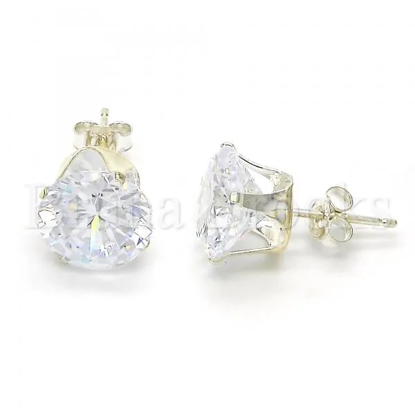 Sterling Silver 02.63.2610 Stud Earring, with White Cubic Zirconia, Polished Finish,
