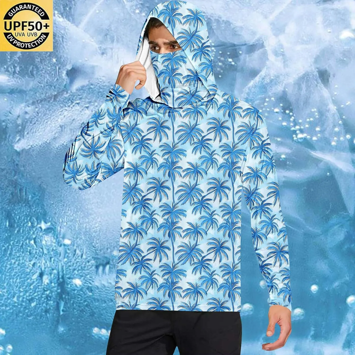 Sun Protection Shirts for Men with Mask UPF 50 Rash Guards Cooling Hoodies Lightweight Long Sleeve Fishing Blouses