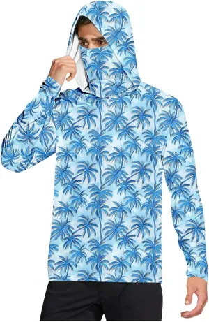 Sun Protection Shirts for Men with Mask UPF 50 Rash Guards Cooling Hoodies Lightweight Long Sleeve Fishing Blouses