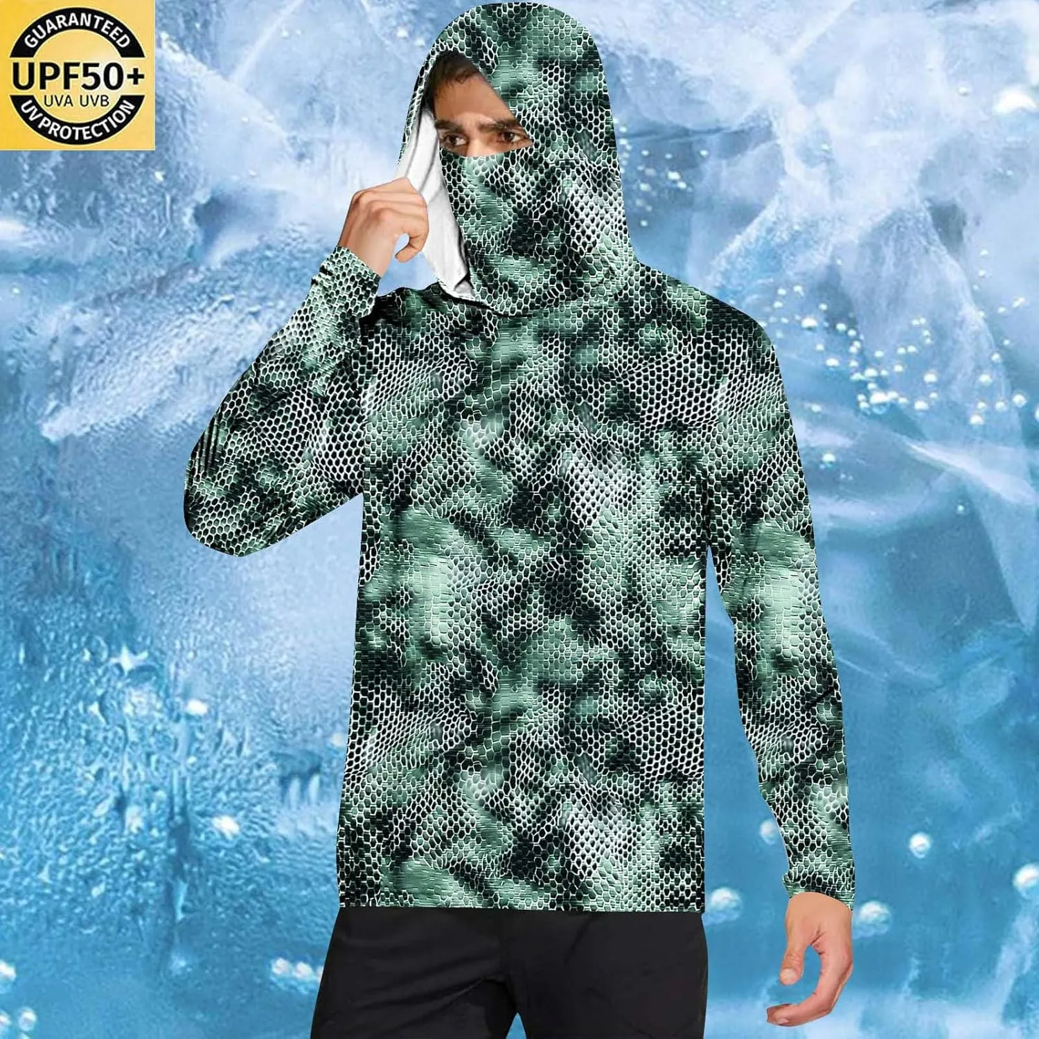 Sun Protection Shirts for Men with Mask UPF 50 Rash Guards Cooling Hoodies Lightweight Long Sleeve Fishing Blouses