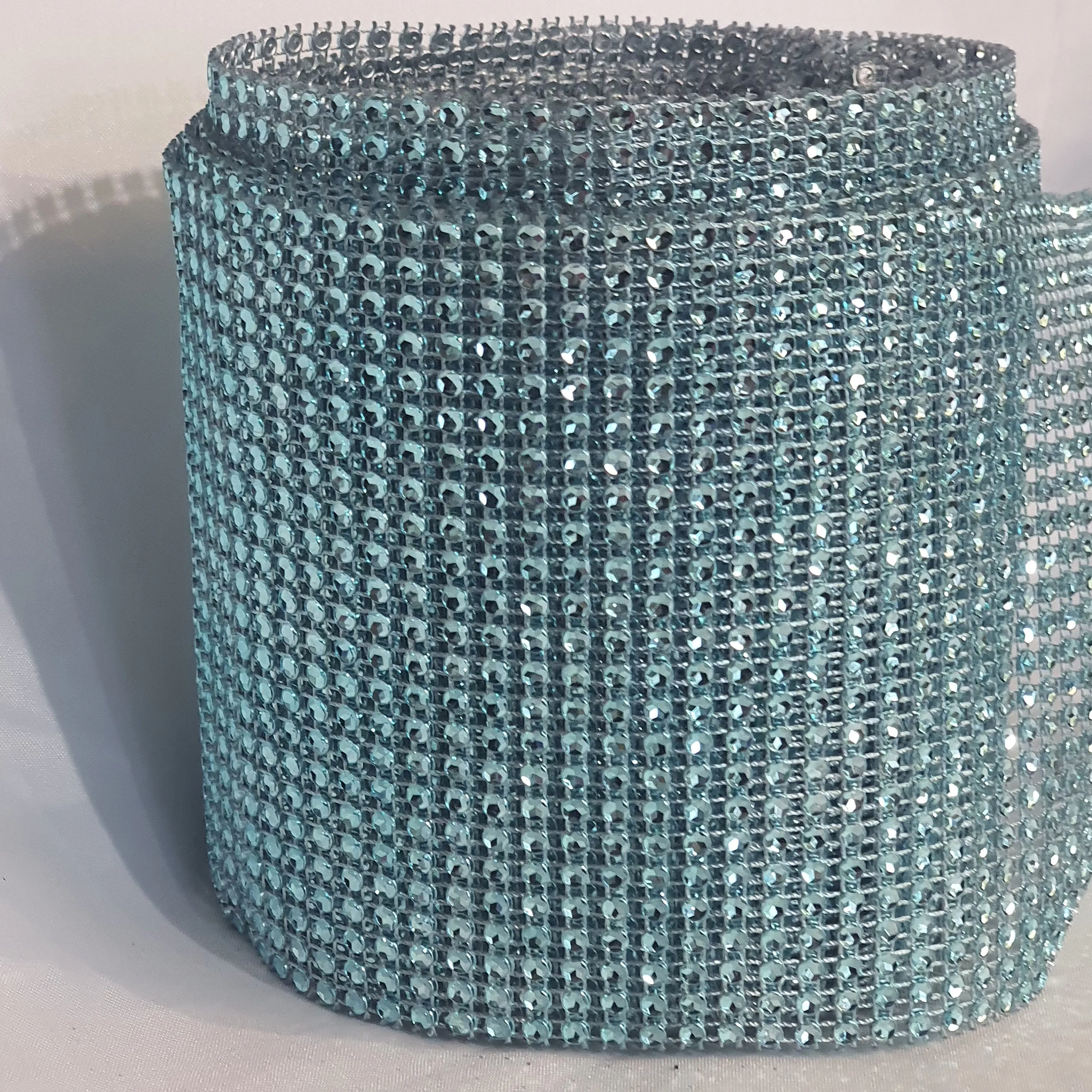 TEAL Rhinestone ribbon, Diamond Mesh, Diamante Bling, Crystal trim 1 METER cake trim. by Crystal wedding uk