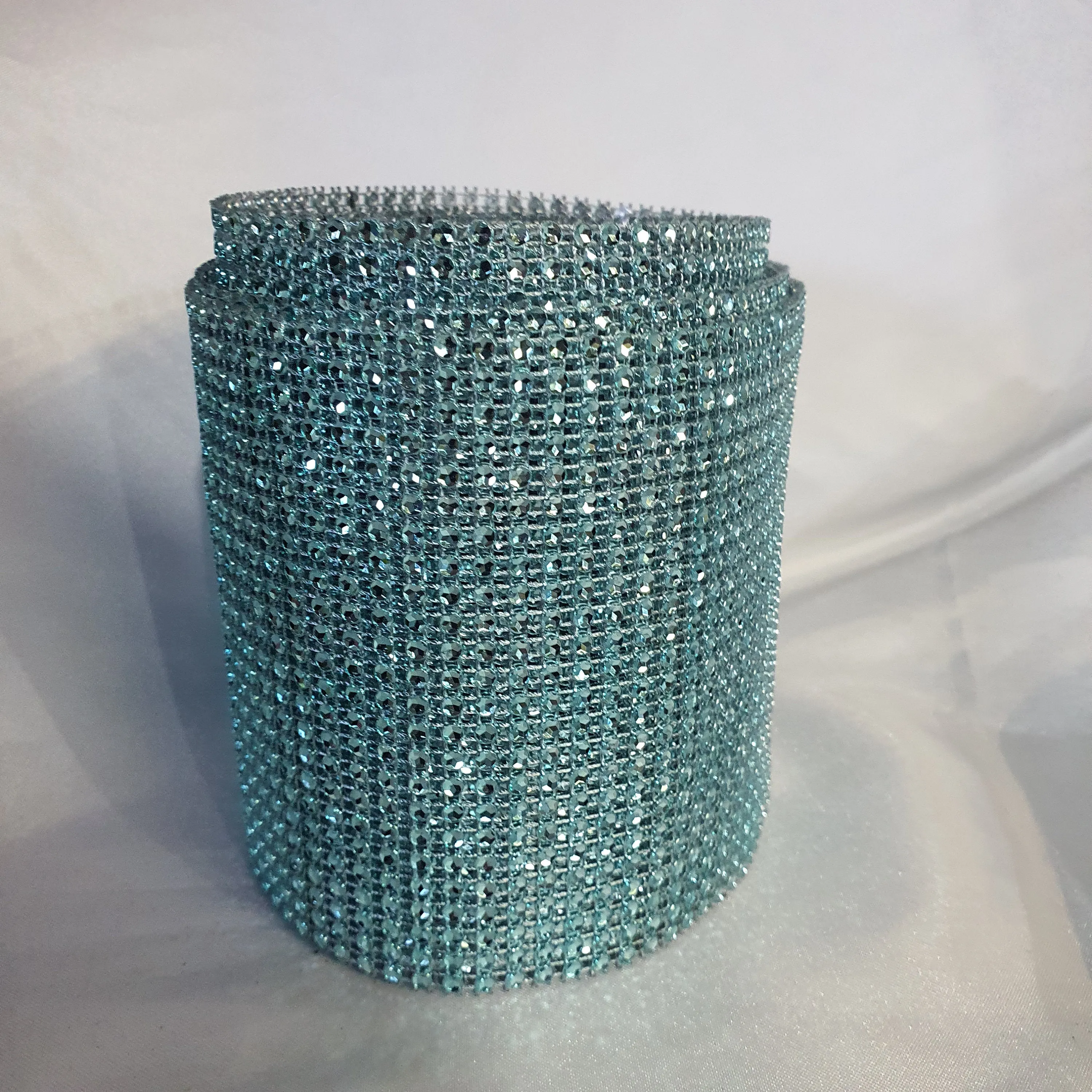 TEAL Rhinestone ribbon, Diamond Mesh, Diamante Bling, Crystal trim 1 METER cake trim. by Crystal wedding uk