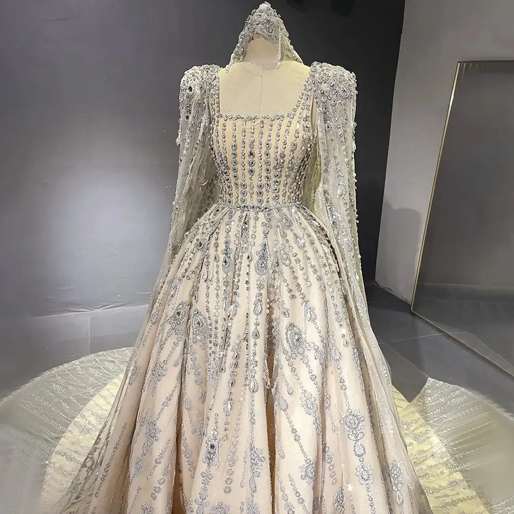 Vestido de Noiva Diamante Maxi Luxo Marfim Todo Decorado com Cristais