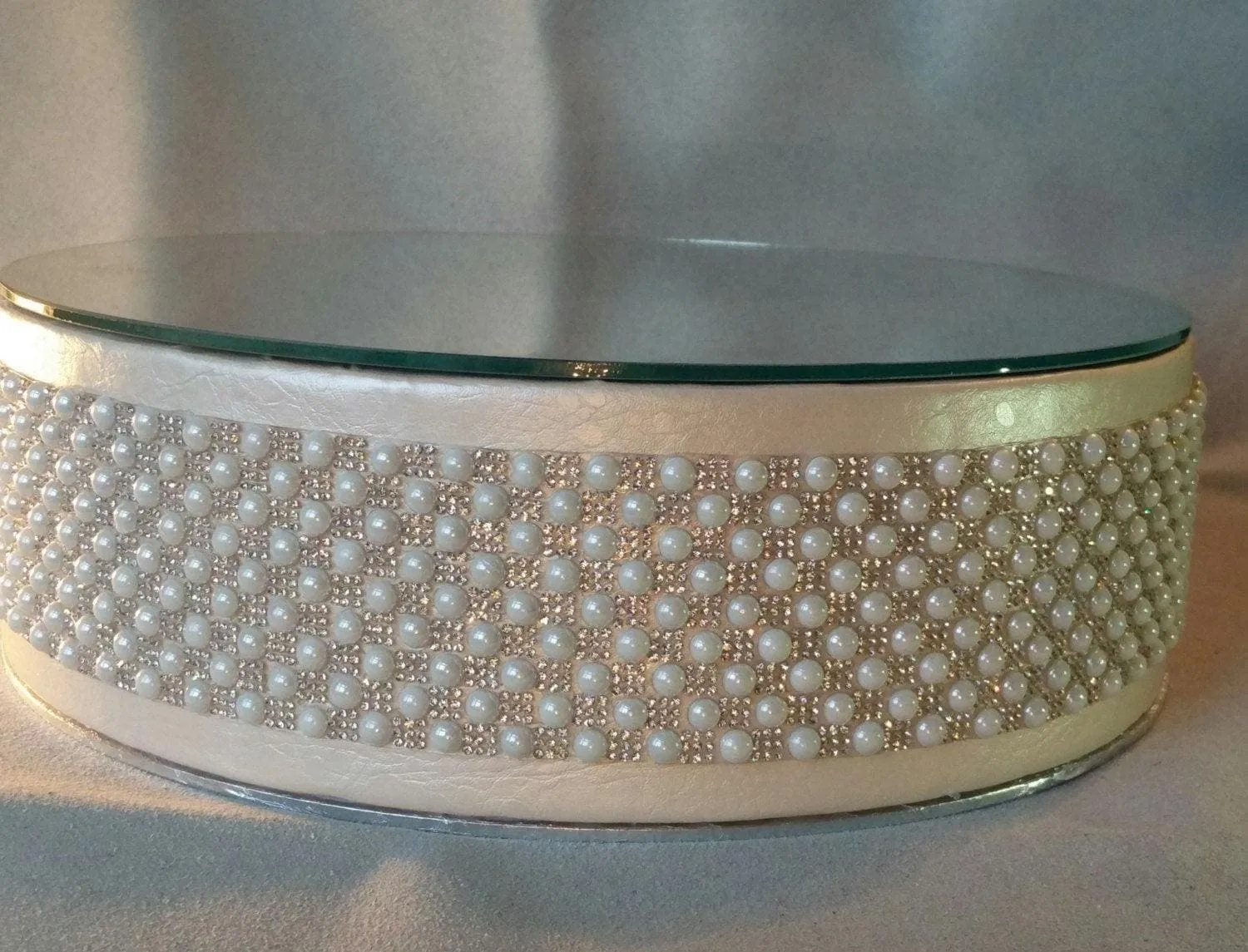 Wedding cake stand Podium Vintage inspired Pearl & Rhinestone cake holder all sizes round and square by Crystal wedding uk