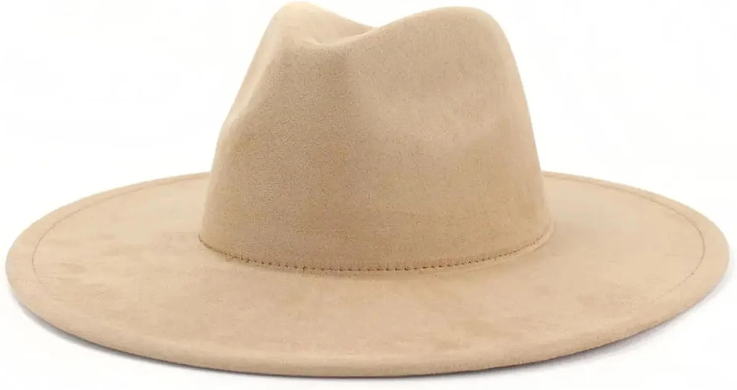Women Fedora Hat 9.5Cm Wide Brim Suede Shaped Men Panama Jazz Hat Wedding Decoration Dress Cap