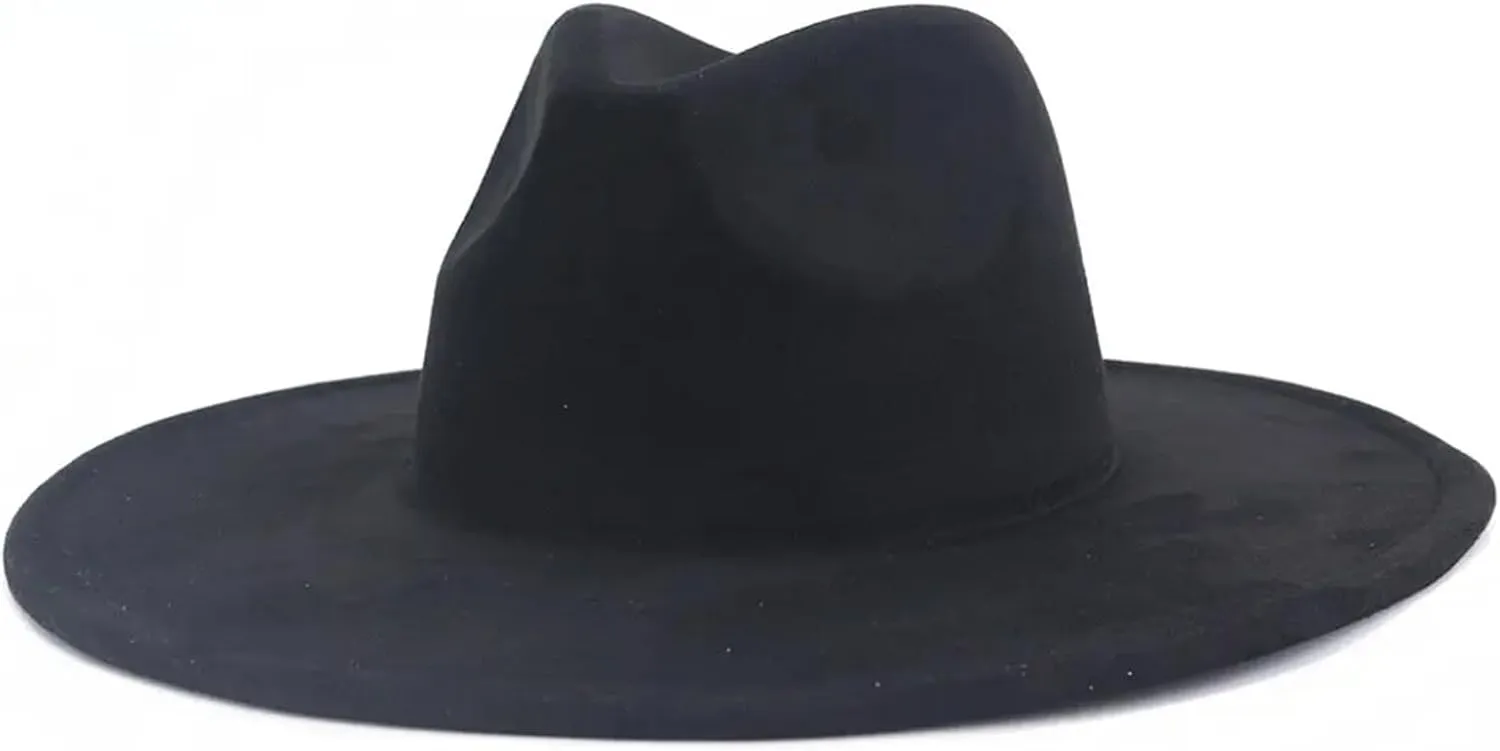 Women Fedora Hat 9.5Cm Wide Brim Suede Shaped Men Panama Jazz Hat Wedding Decoration Dress Cap