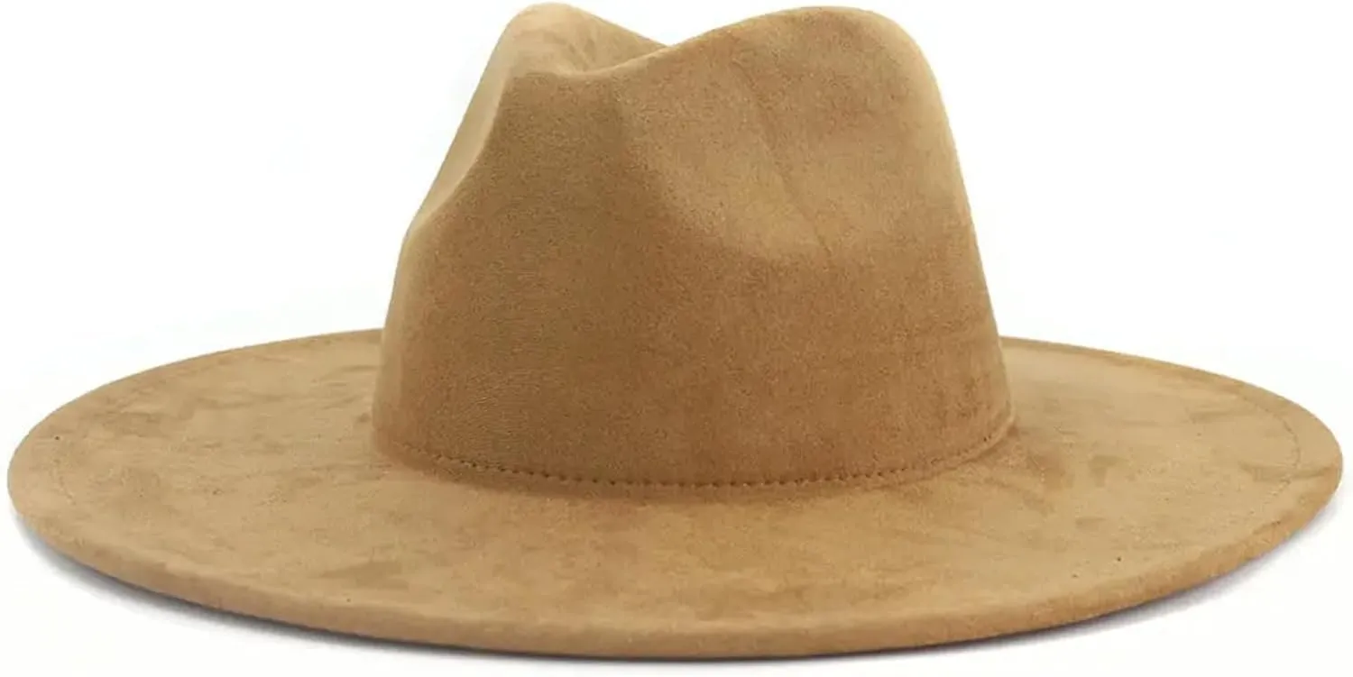 Women Fedora Hat 9.5Cm Wide Brim Suede Shaped Men Panama Jazz Hat Wedding Decoration Dress Cap