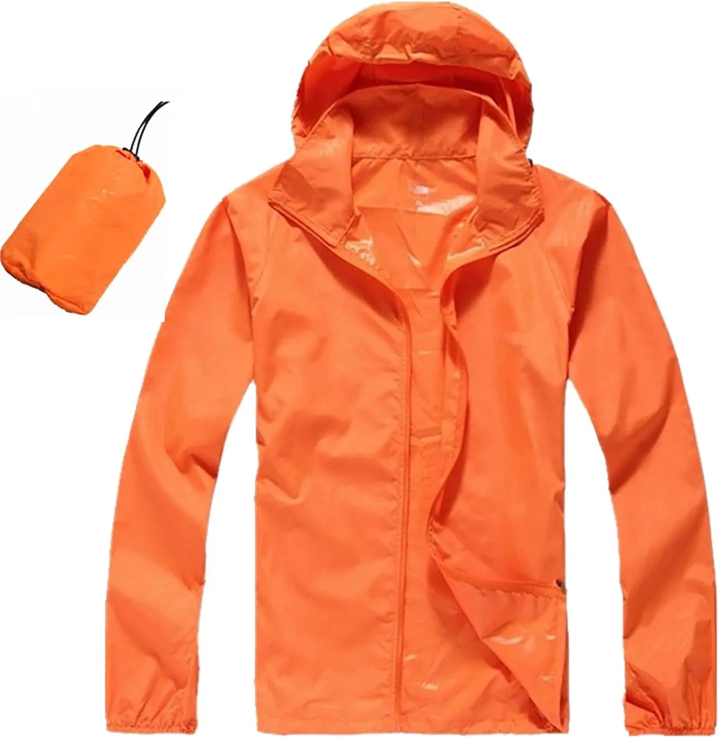 Womens Rain Jacket Outdoor Sports Windbreaker Jackets Lightweight Waterproof Raincoat Solid Color Packable Rain Coats
