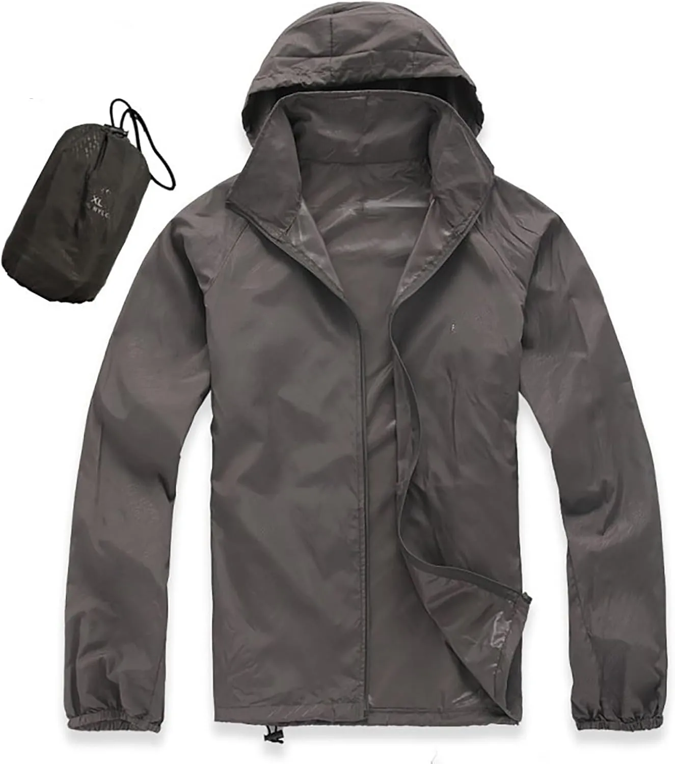 Womens Rain Jacket Outdoor Sports Windbreaker Jackets Lightweight Waterproof Raincoat Solid Color Packable Rain Coats